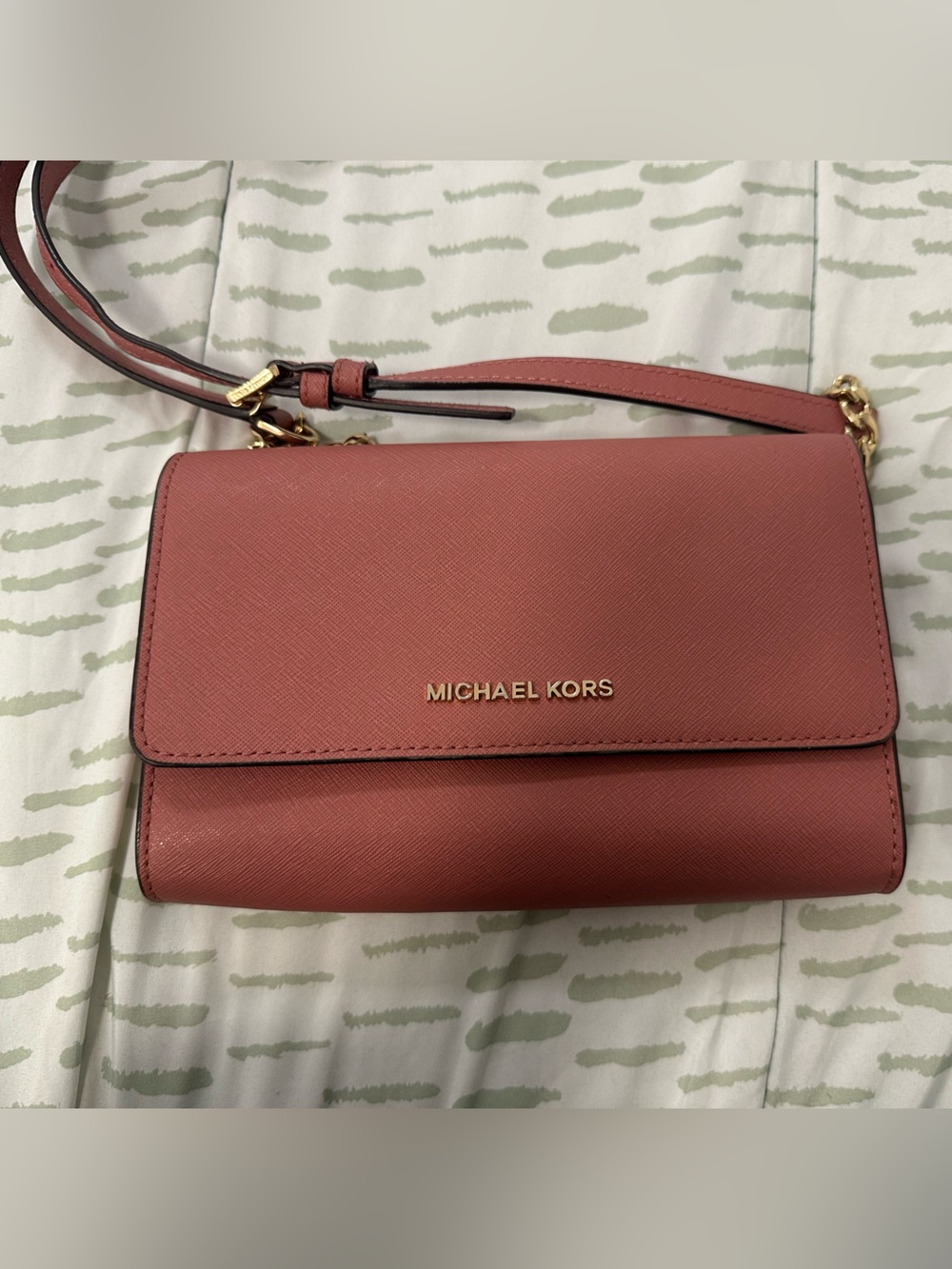 Michael Kors Rosewood Saffiano Crossbody with Gold Hardware